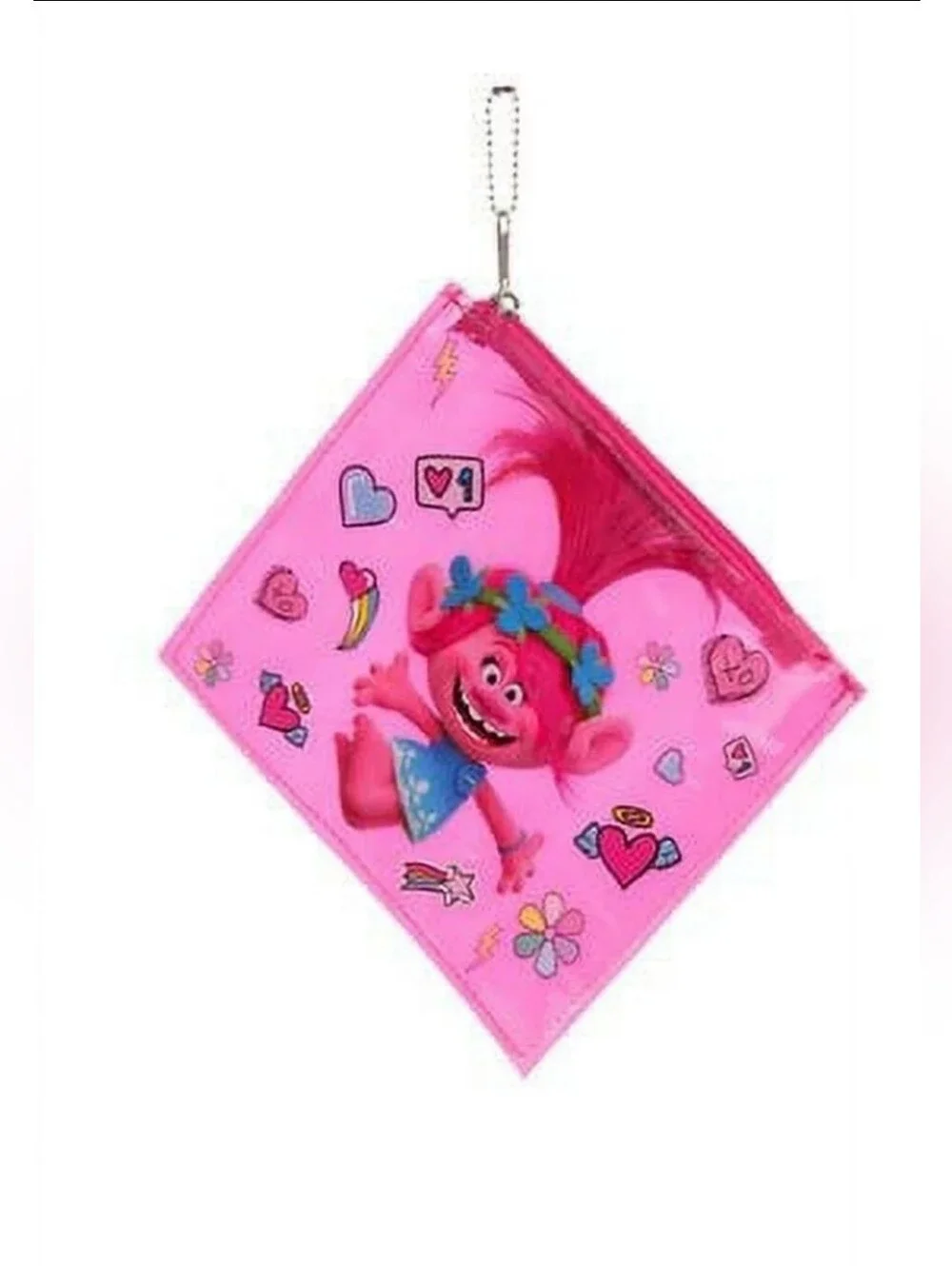 Trolls  Poppy Tote Bag with Matching Wet Bag Zipper Pouch. Pink. Pvc Wipe Clean.